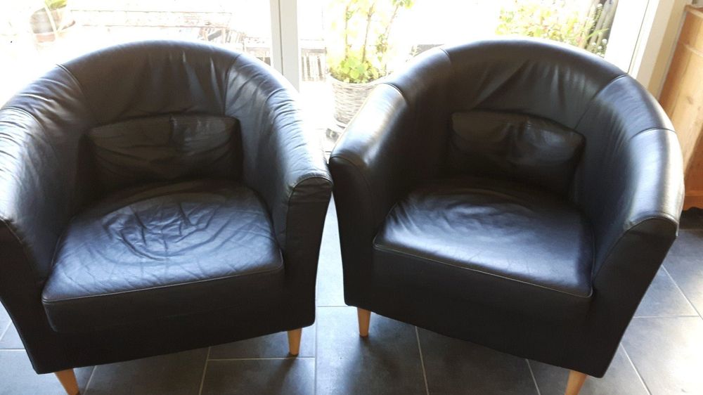 2 schwarze Ledersessel von IKEA Kaufen auf Ricardo