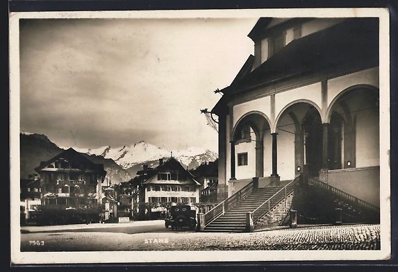 Cartoline postali: AK Stans, Strassenpartie mit Hotel Krone – Usato da Berlin venduto da bartko-reher