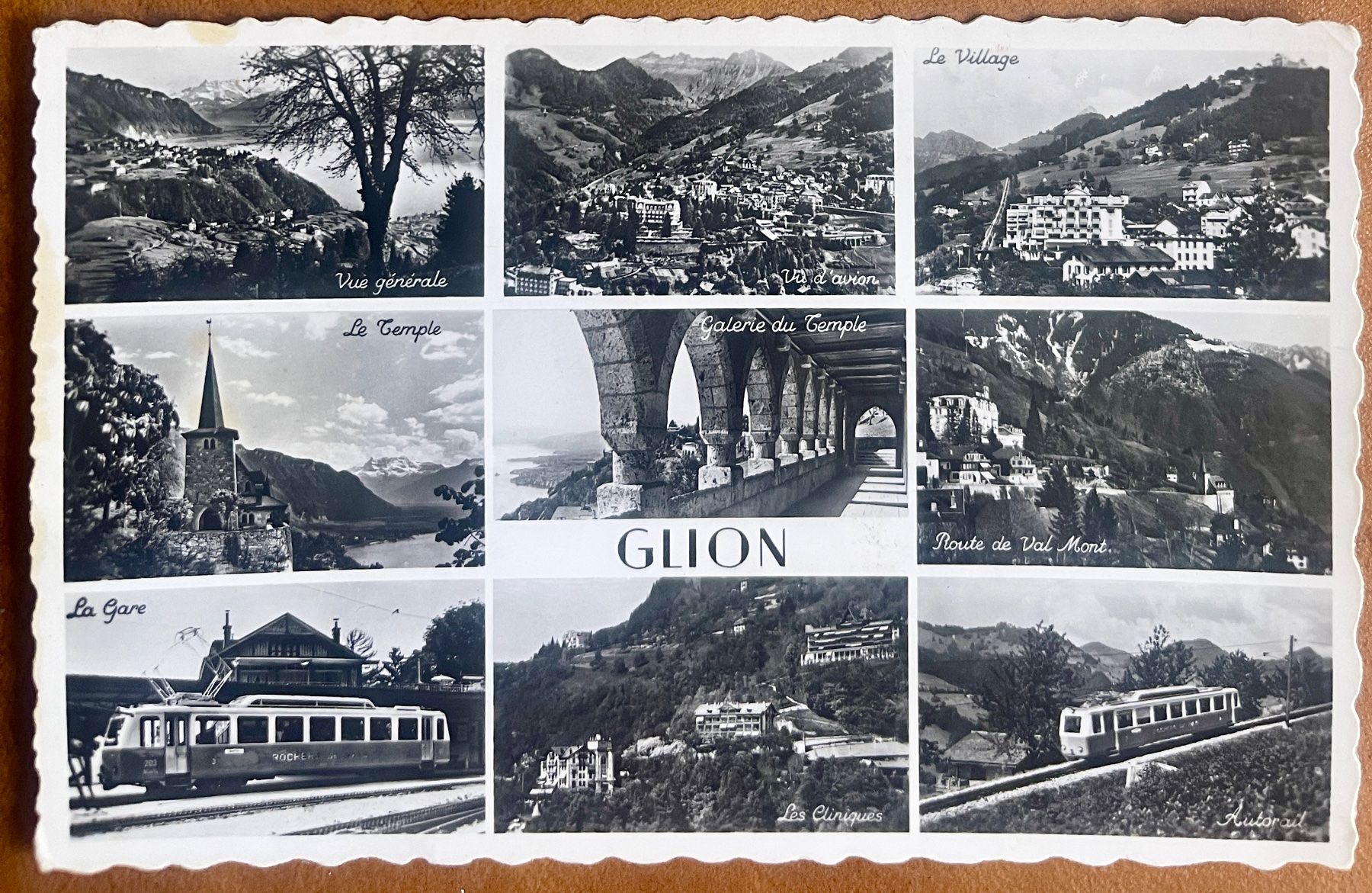 Cartoline postali: GLION - Multi-vues avec train 1958 – Usato da Lutry venduto da Ediego