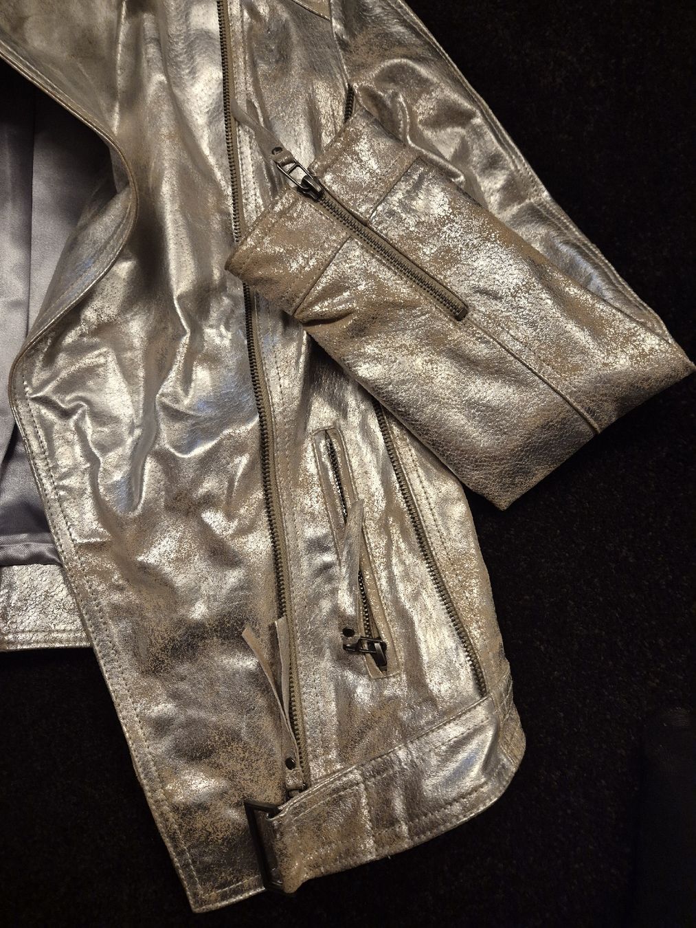 Jacken: Lederjacke silber,Grösse 36 – Gebraucht aus Villmergen von MONCHHICHI 4