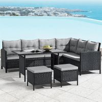 Polyrattan Lounge Manacor schwarz Gartenlounge mit Sofa