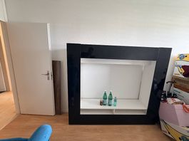 Moderne Wohnwand / TV-Möbel Schwarz-Weiss mit viel Stauraum