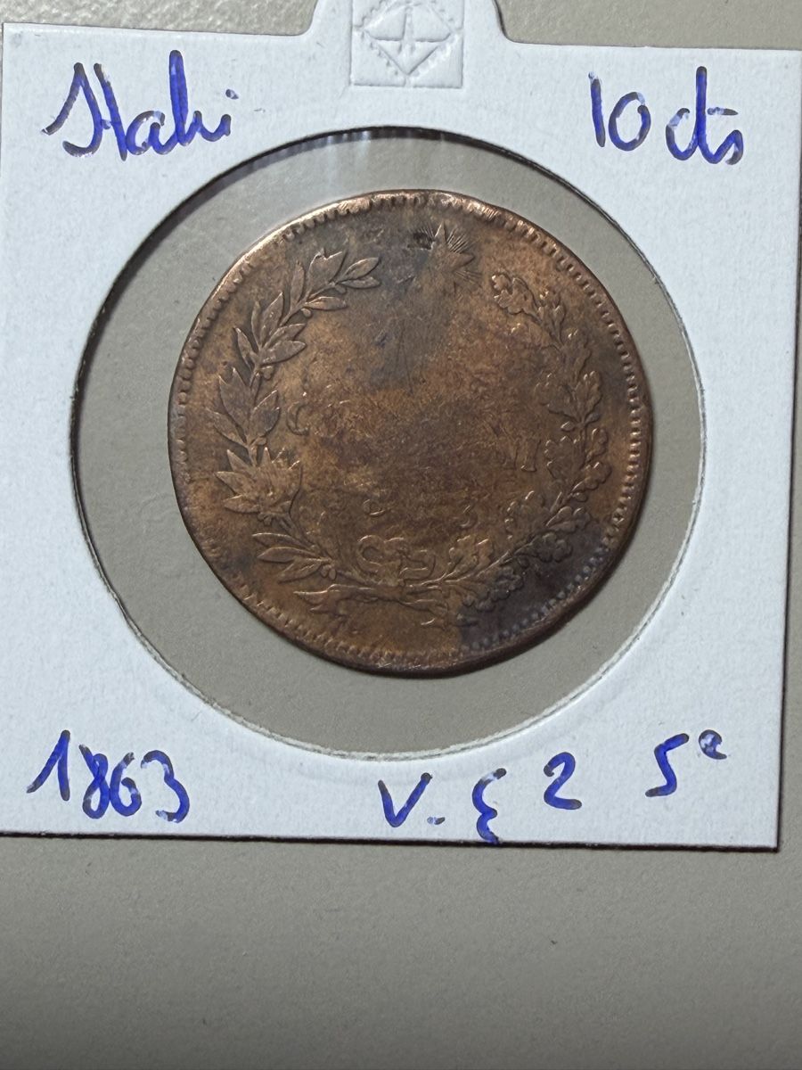 Tutti le monete: Italie - 10 centimes - 1863 -  – Usato da Payerne venduto da Mike1682