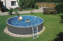 Stahlwand Pool, Poolset grau 3.60x1.10m mit Sandfilteranlage