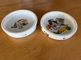 2 Kinderteller Langenthal Porzellan Katze Ziege antik Vintag