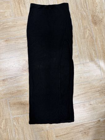 Damen Rock lang schwarz mit Schlitz 