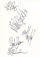 SAXON Autogramm signiert Karte 15x20cm 1980er
