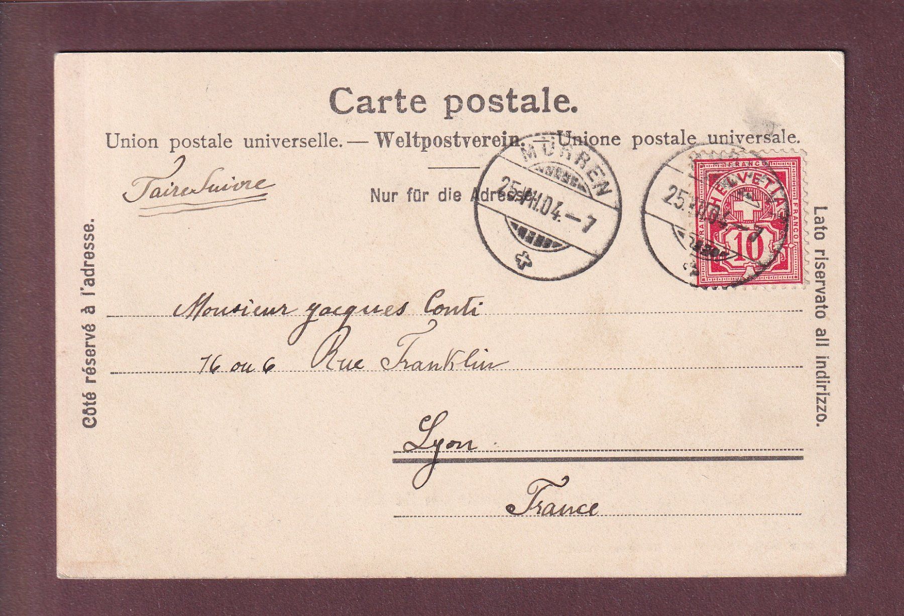Ansichtskarten: SCHILTHORN - Rutschpartie - 1904 – Gebraucht aus Pully von nicecards 1
