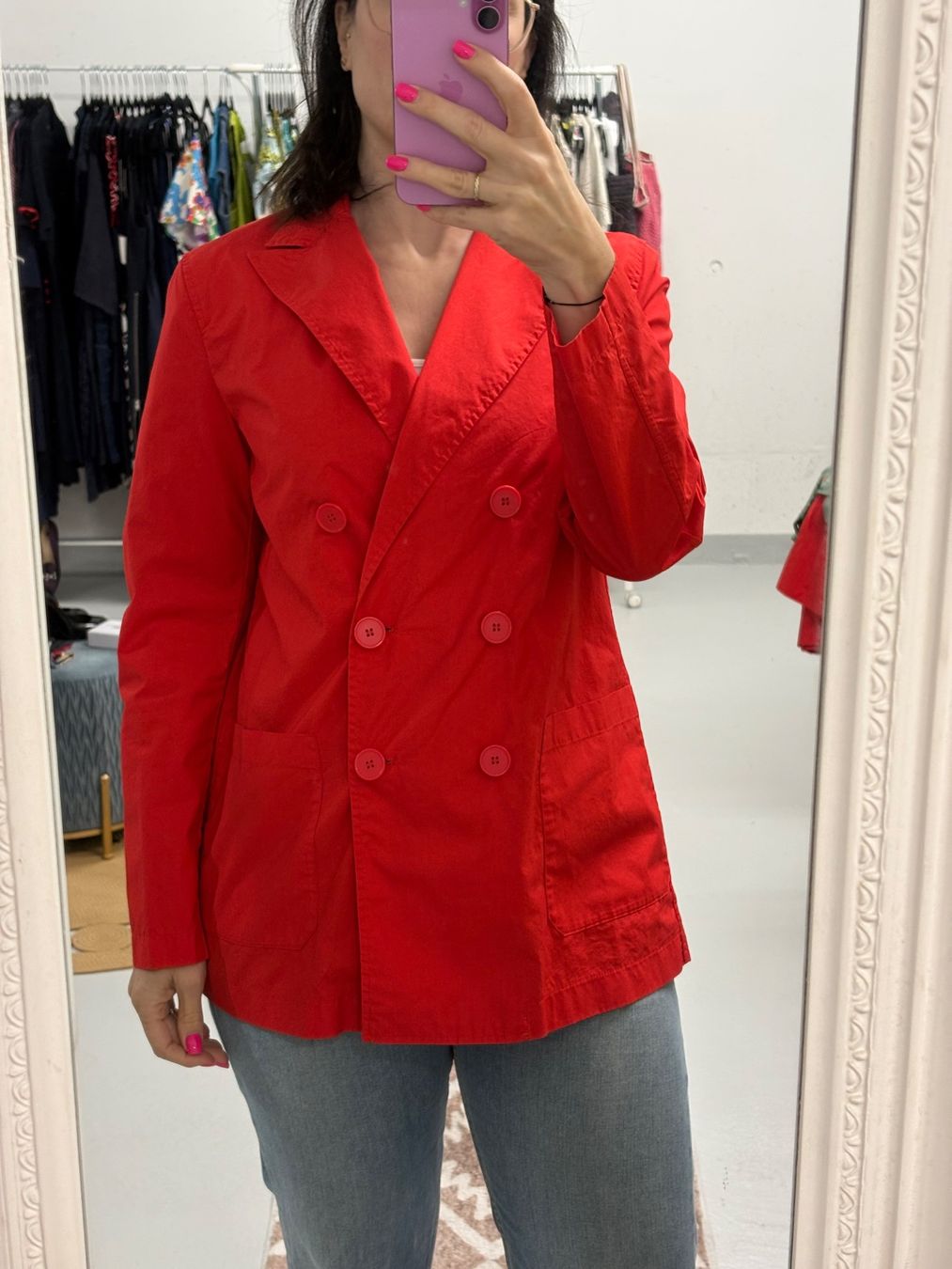 Giacche: Attic and Barn Roter Blazer Gr. 44 Longblazer Baumwolle – Nuovo (secondo la descrizione) da Regensdorf venduto da secondchancefashion