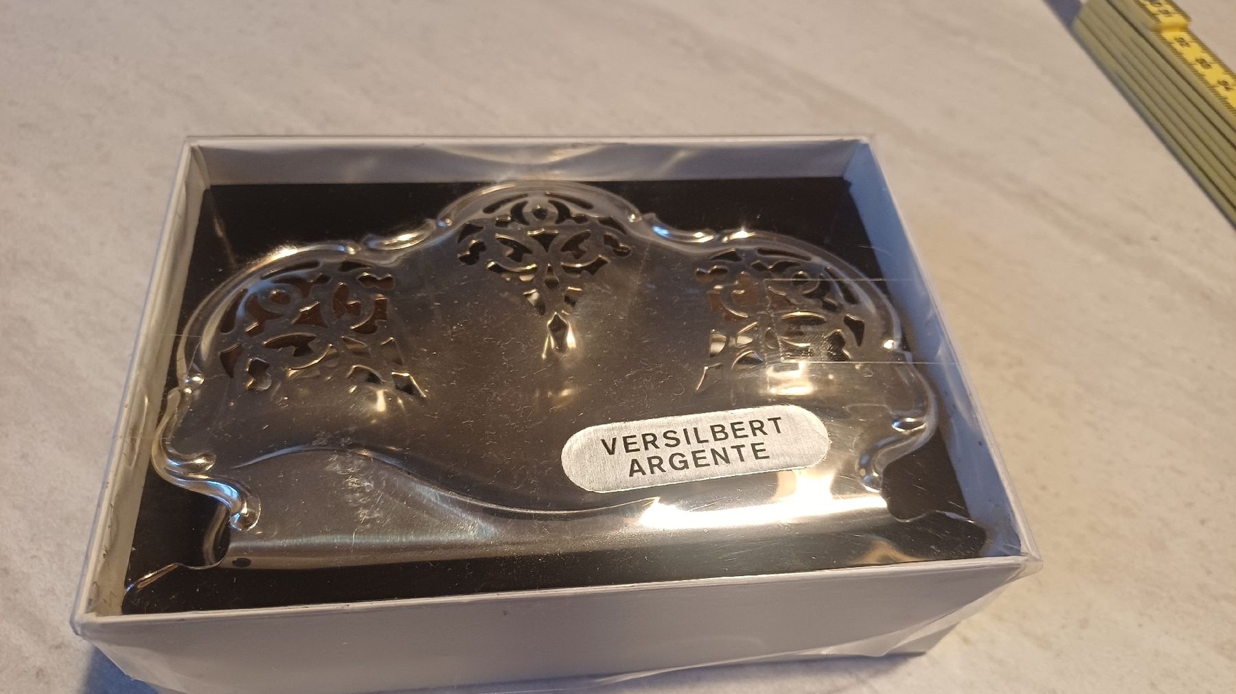 Allestimento di negozi e stand fieristici: Schöner Kartenständer versilbert  – Usato da Flawil venduto da Naphtali 6