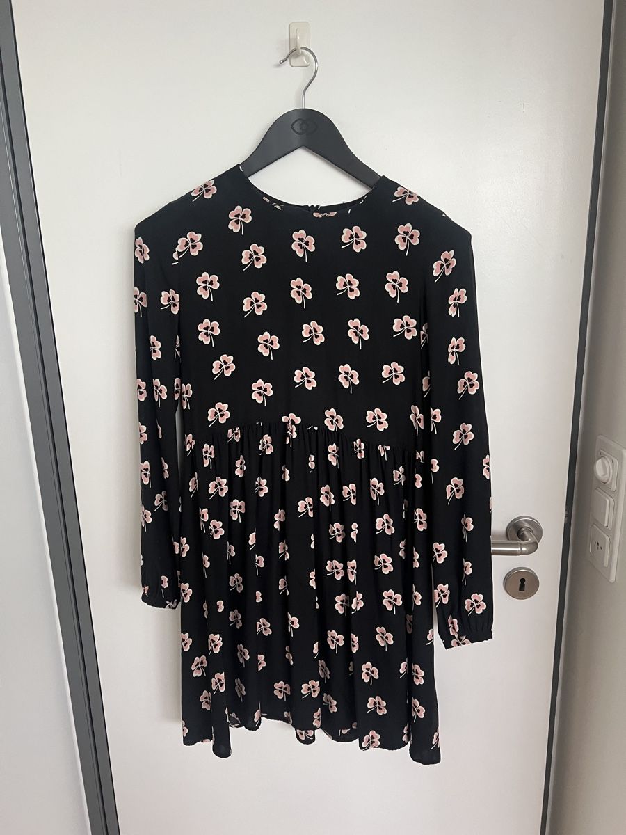 Hallhuber Vestiti: Blümchenkleid, schwarz mit rosa Blumen, Gr. S – Nuovo (secondo la descrizione) da Biel/Bienne venduto da RO19