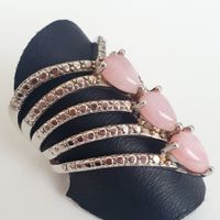  Statement-Ring aus 925er Silber mit Rosa steinen gr. 19 mm