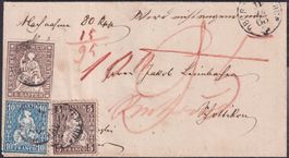 1863 22G+Nr.30+31 einmalige Mischfrankatur mit Attesten, LP!