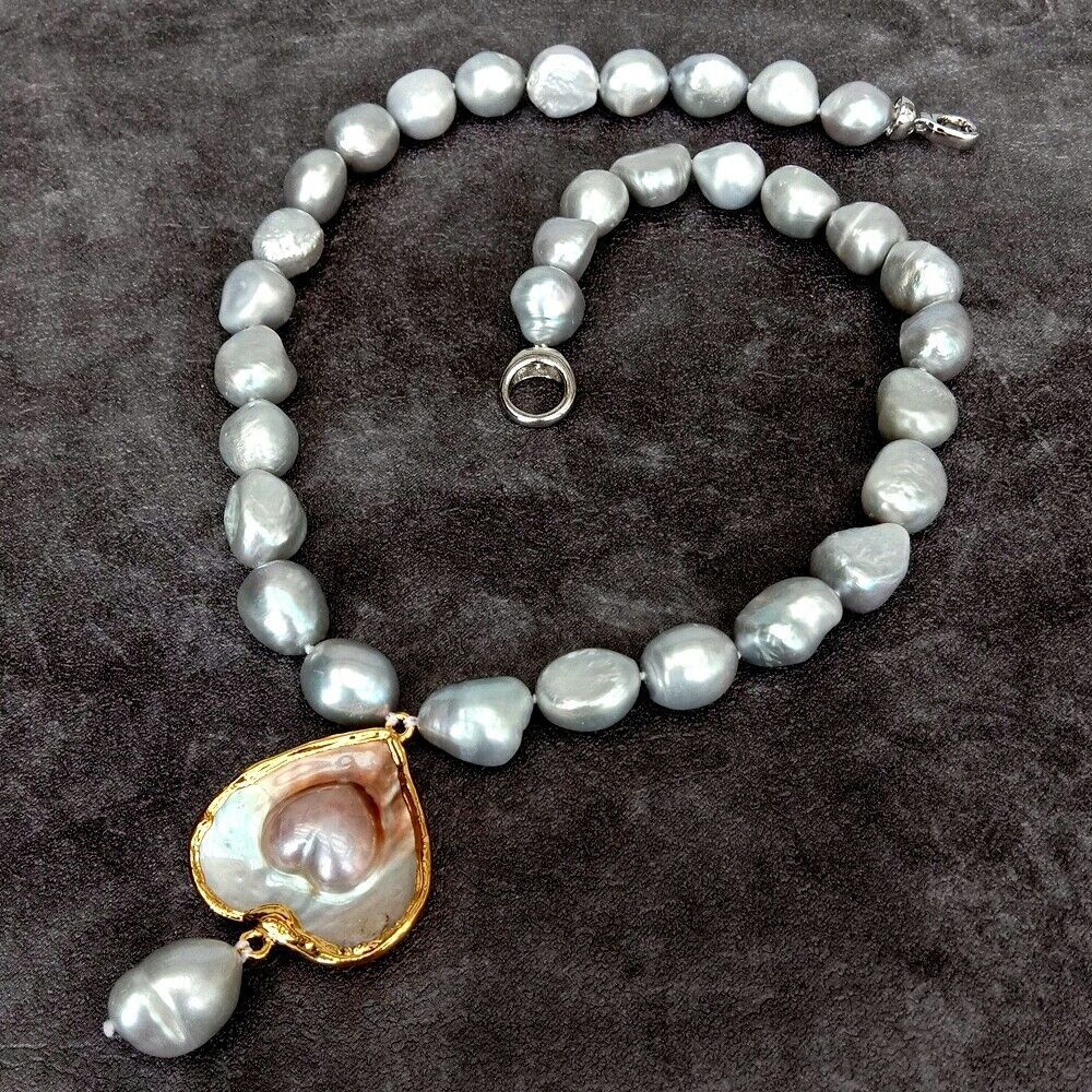 Catenine: Herz Grau Perlen Halskette Collier Perle Perlenkette Echt 1c – Nuovo (secondo la descrizione) da Prilly venduto da ilyria73