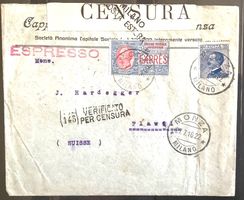 1916 - Italien Zensurbrief Monza nach Flavil
