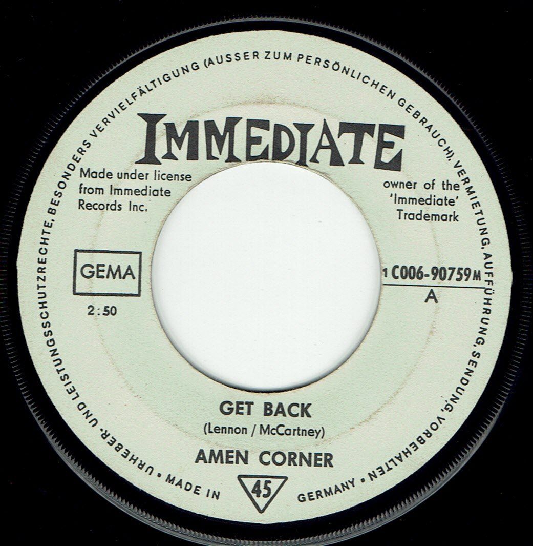 Schallplatten: Amen Corner – Get Back, Vinyl Single 7" – Gebraucht aus Winterthur von sumpfis