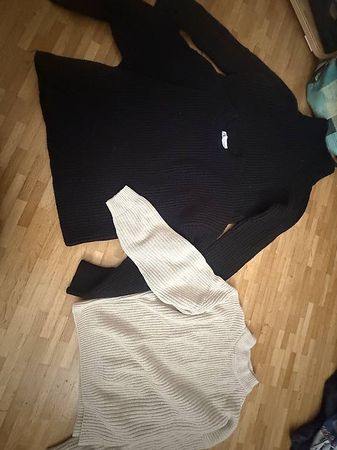 Pullover schwarz gross geschnitten ca m weiss xs
