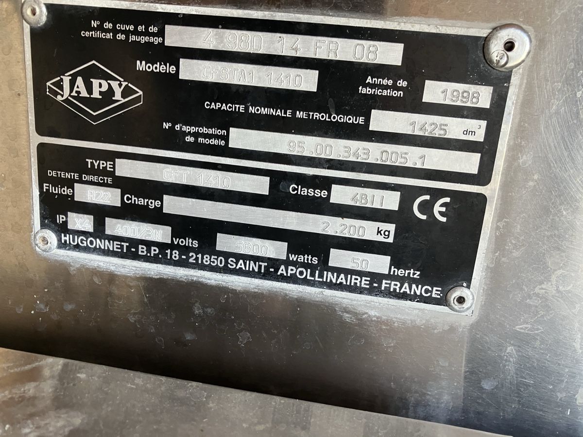 Delaval Tutte le macchine: Refroidisseur à  lait Jappy – Usato da Châbles FR venduto da DAN712 1