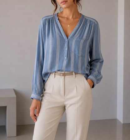 H&M Bluse blau gestreift Gr. 40