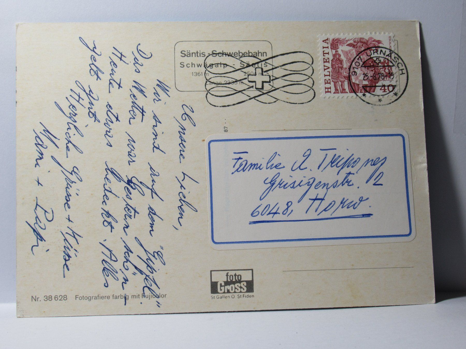 Cartoline postali: Säntis - Schwebebahn 1978 – Usato da Grenchen venduto da Bluemchen1900 1
