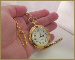 NEUE Taschenuhr goldig mit weissem Zifferblatt inkl. Kette