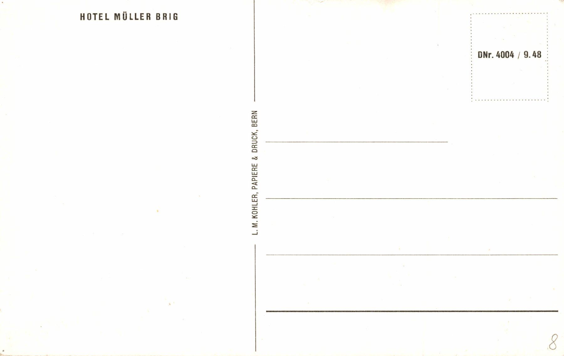 Ansichtskarten: Hôtel Müller, Brig – Gebraucht aus Bronschhofen von Astore 1