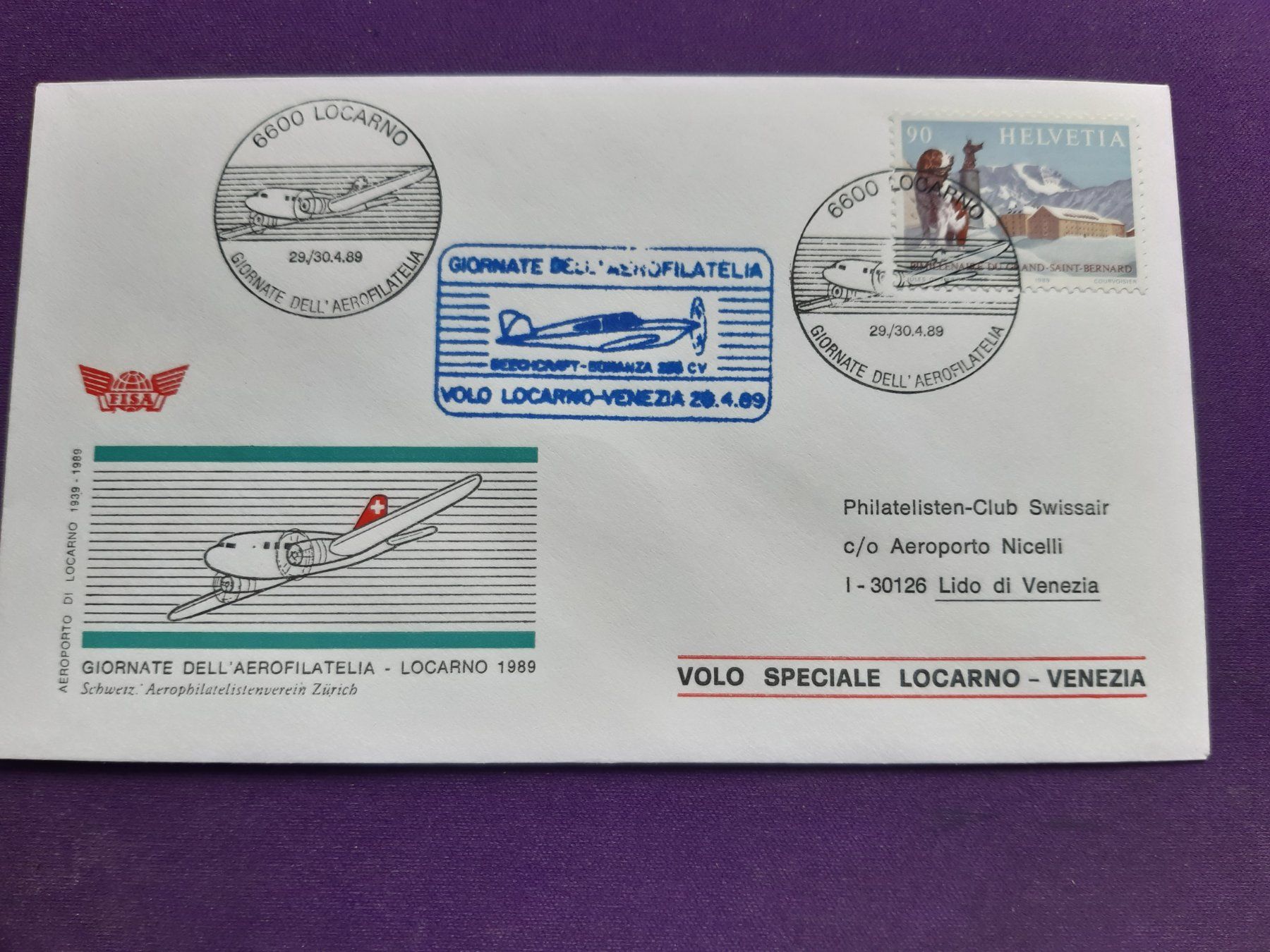 Tutti i francobolli: Flugbrief LOCARNO - VENEZIA  29.4.1983 – Nuovo (secondo la descrizione) da Wangs venduto da weisstannen01