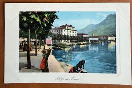 Lugano - Femmes sur le Quai - Belle Carte ancienne