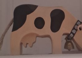 Holz Kuh mit Glocke guter Zustand
