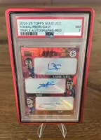 2024-25 Topps Gold UCC Yamal Pedri Gavi Triple Auto PSA 7