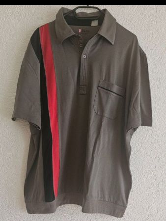 Polo homme stylé gris avec bande rouge/noir taille Xl neuf