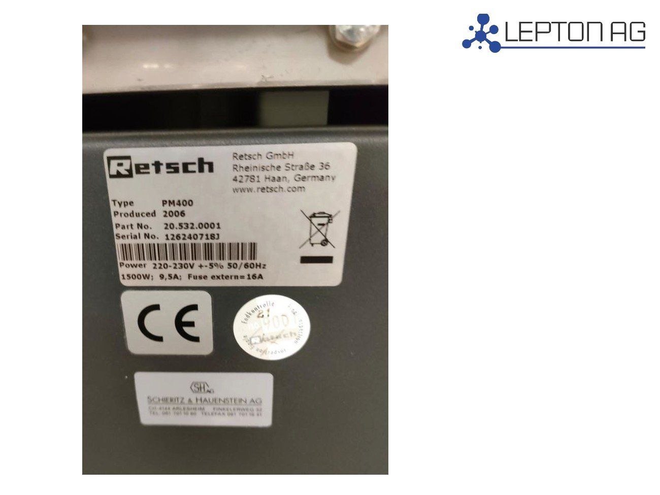 Accessori da laboratorio: Retsch PM 400 Planeten-Kugelmühle – Usato da Niederdorf venduto da LeptonAG_Labor 9