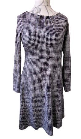 Gr. 40  COMMA Kleid beige schwarz HAHNENTRITTMUSTER