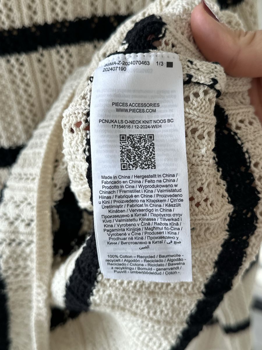 Pieces Maglioni & Felpe: Pieces Strickpullover, Gr. L, weiss/schwarz – Nuovo (secondo la descrizione) da Lenzburg venduto da selabella 4