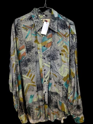 Camicie: Vintage Abstraktes Muster Viskose Button-Down-Hemd - Größe – Usato da Zug venduto da vinokilo 1