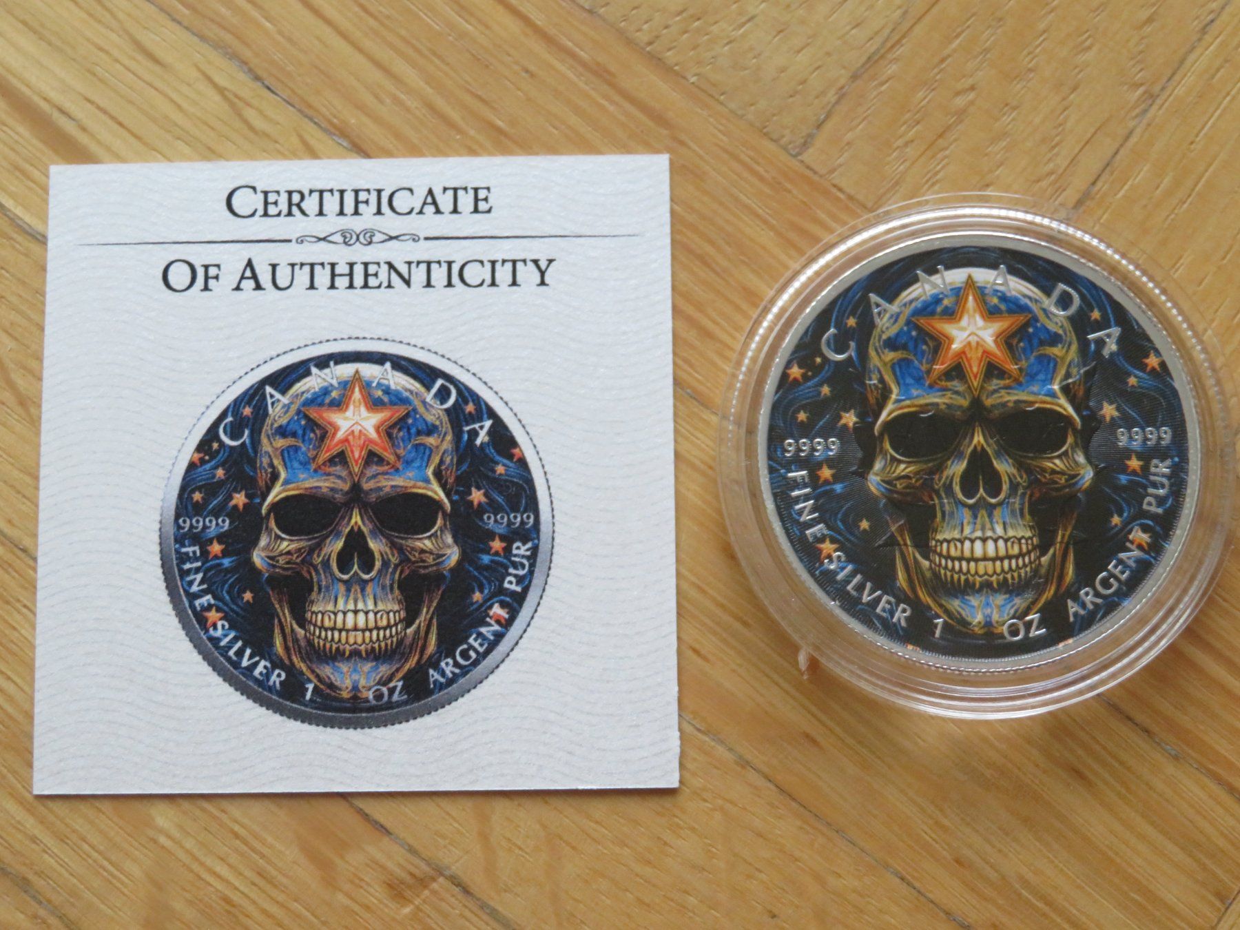 Tutti le monete: Magic Skull 2024 Maple Leaf 1 OZ SILBER -COLOR EDIT – Nuovo (secondo la descrizione) da Wetzikon ZH venduto da Nicki6 1