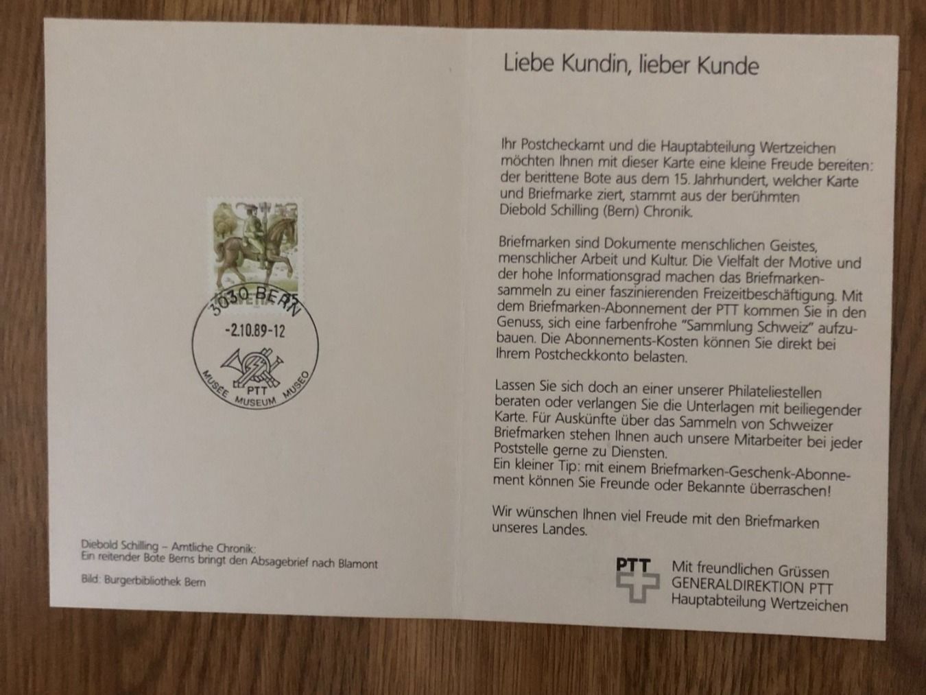 Tutti i francobolli: PTT Karte 2.10.89 – Usato da Landquart venduto da interesse63 2