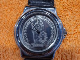 EXKLUSIVES SAMMLERSTÜCK SCHWEIZER MÜNZ-UHR 1 FR. SILBER RAR