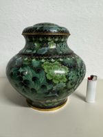Vase / Krug mit Deckel Cloisonné floral grün gemustert H20cm