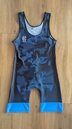 Herren - Ringertrikot / Einteiler - Gr. S/M - blau/schwarz