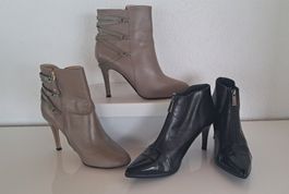 Zwei Paar Damen Stiefeletten schwarz und beige wie Neu