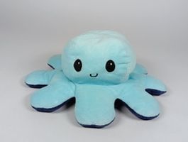 Poulpe peluche réversible en bleu ou turquoise