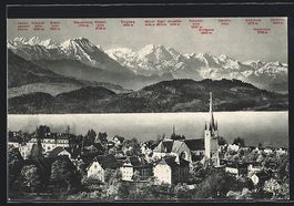 Zug, Totalansicht mit den Berner Alpen