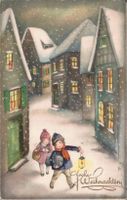 Antike Weihnachtskarte, "Frohe Weihnachten", 1929