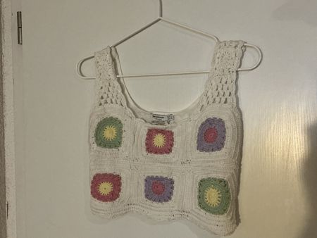 Gehäkeltes Sommer Top mit bunten Quadraten S 