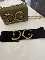 Stretch Belt Black DG Buckle Gold Tone
