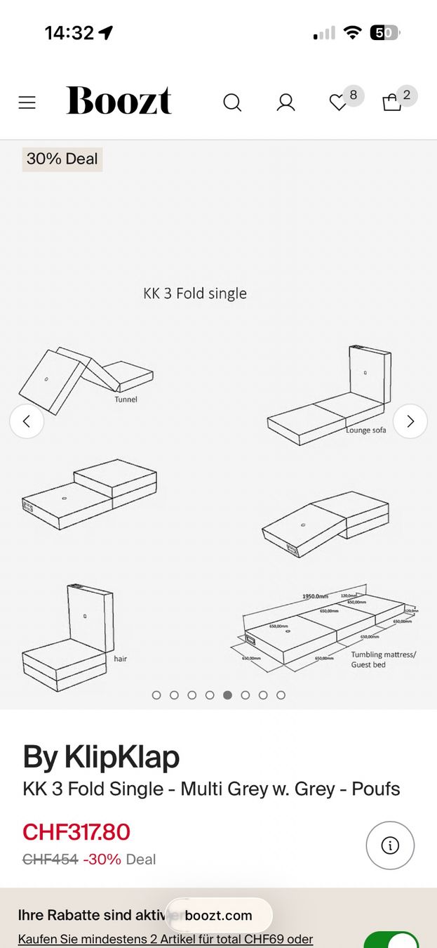 Materassi: By KlipKlap KK 3 Fold Single - Multi Grey Matratze – Usato da Meggen venduto da K.Rigert 8