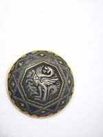 Drachen Brosche rund gold & schwarz 