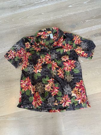 Bluse Erika Blumenmuster kurzarm Grösse M Baumwolle