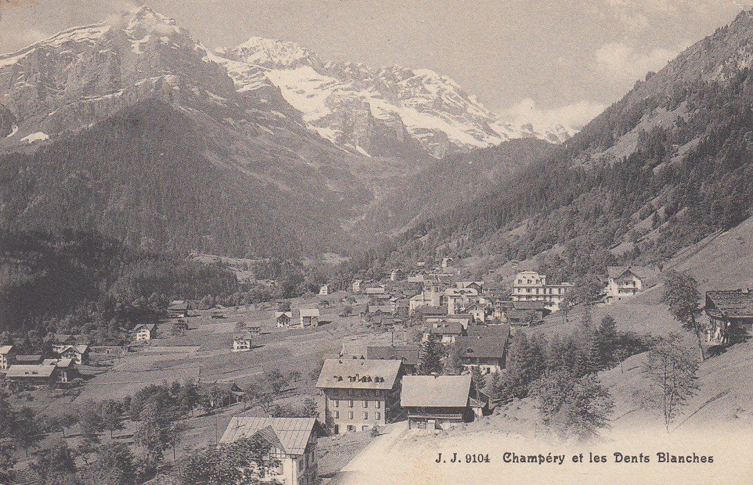 Cartoline postali: Champéry  VS   et les Dents blanches      en 1917 – Usato da Brig venduto da Valcards54